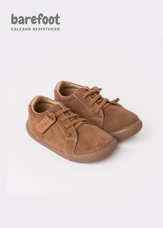 CALZADO CUERO BAREFOOT CON ELÁSTICO - CAFÉ