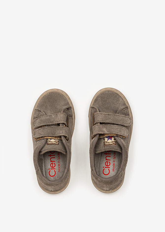 ZAPATILLA DOBLE VELCRO SUEDE - GRIS