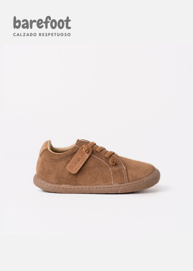 CALZADO CUERO BAREFOOT CON ELÁSTICO - CAFÉ