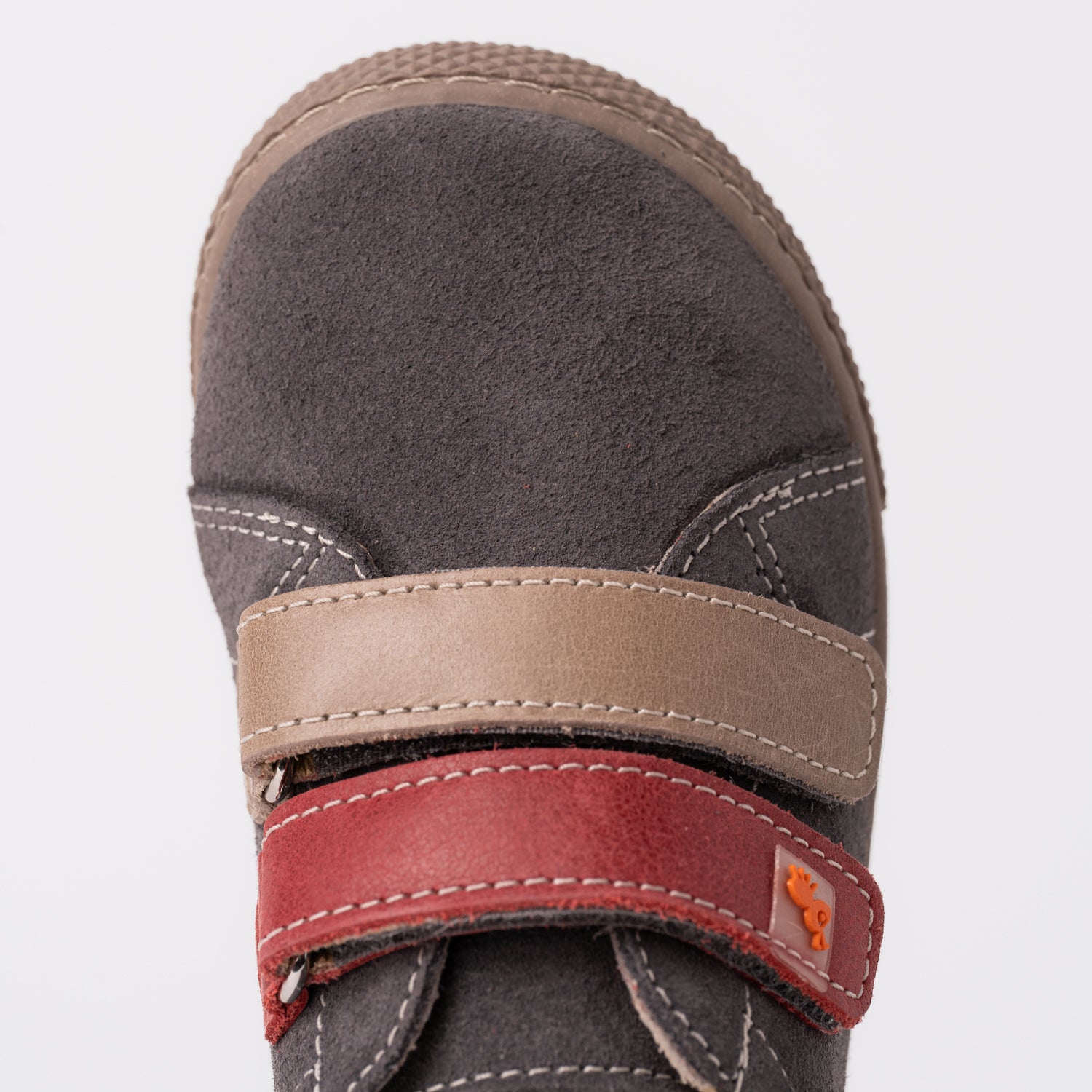 CALZADO CUERO BAREFOOT DOBLE VELCRO - GRIS ANTRACITA